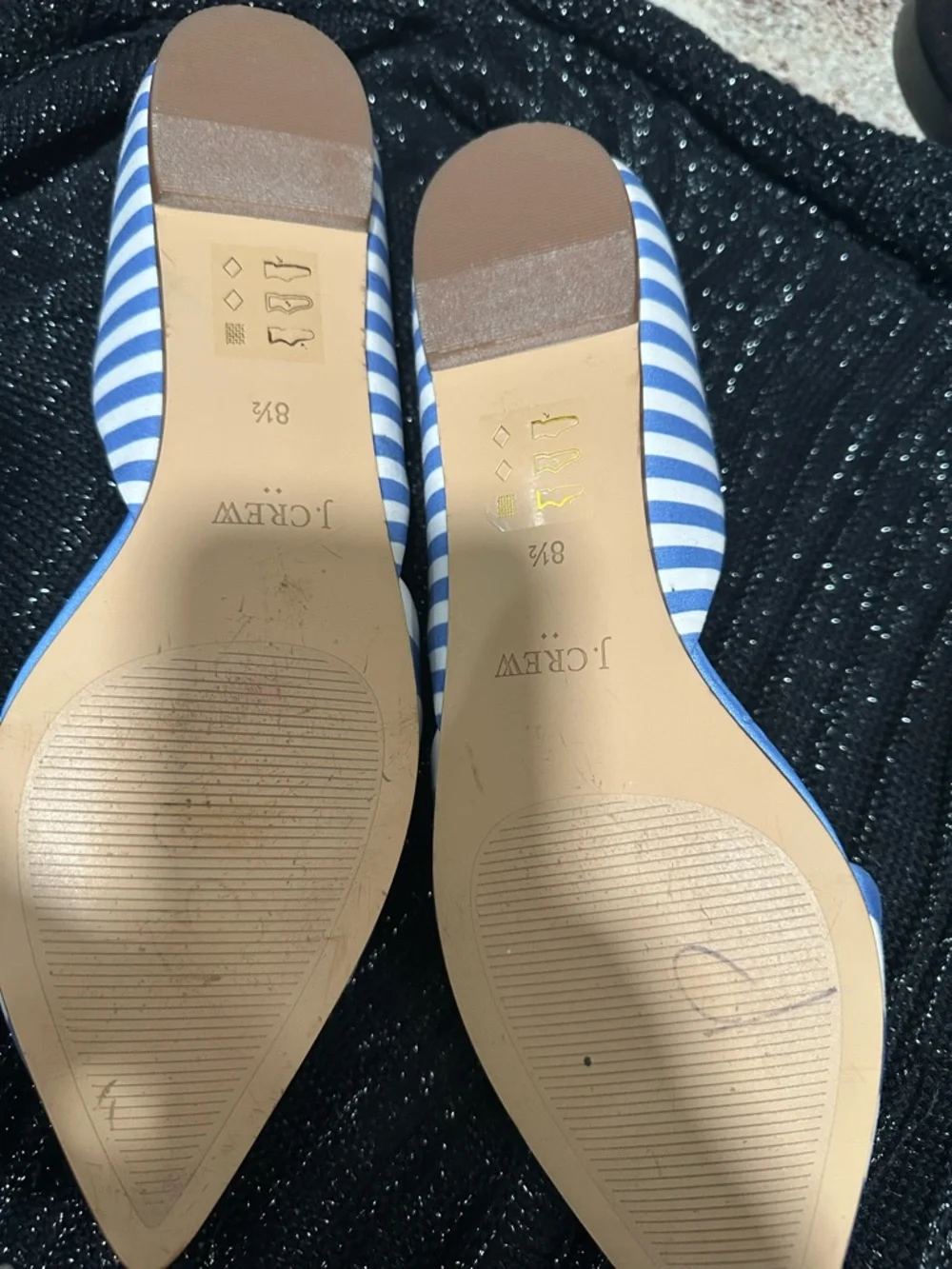 J. Crew Blue and White Striped Pointed D'Orsay Flats - Picture 3 of 4